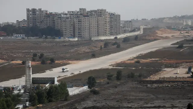 A general view shows the area where Israel plans to build a settlement, over the Israeli-occupied West Bank boundary, near the Palestinian city of Ramallah