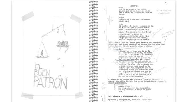 Interior del guion de la última película de Fernando León de Aranoa, 'El buen patrón'.