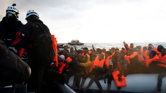 Inmigrantes en el Mediterráneo.