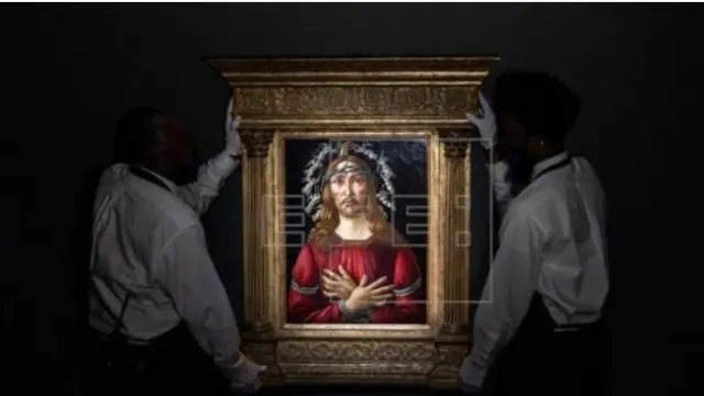 Cuadro "Cristo Varón de dolores", de Sandro Botticelli, en la subasta de Nueva York.