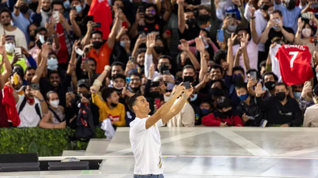 Cristiano Ronaldo, en la Expo 2020 en Emiratos Árabes Unidos.