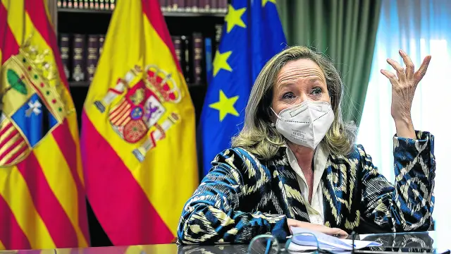 Nadia Calviño, el pasado miércoles en Zaragoza.