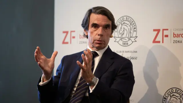 Aznar, este miércoles en una conferencia en el Círculo Ecuestre en Barcelona.