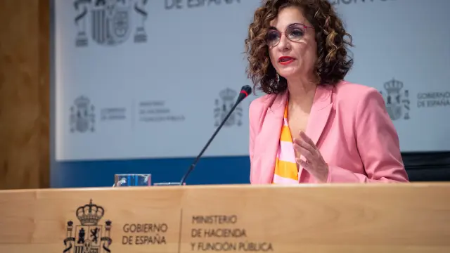 María Jesús Montero, ministra de Hacienda, en rueda de prensa este jueves.