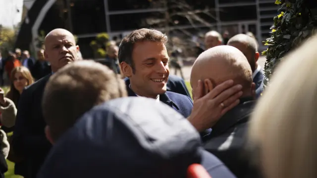 Emmanuel Macron votes in the first round of the French presidential elections