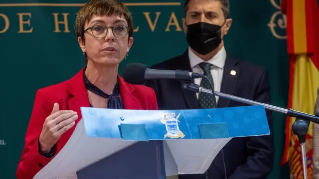 María Gámez, directora de la Guardia Civil, este lunes en Huelva.