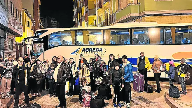 Imagen de archivo de los refugiados llegados a Zaragoza el pasado 28 de marzo