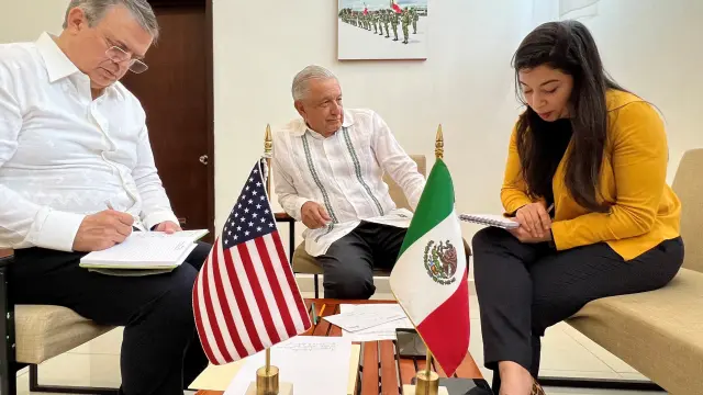 López Obrador, durante la reunión por videoconferencia con Joe Biden.