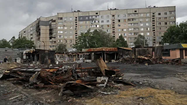 Huellas dejadas por el Ejército ruso en Járkov tras el repliegue de las tropas