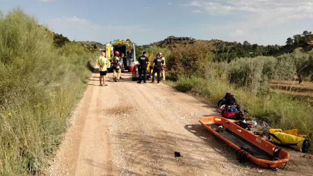 Rescate de una ciclista herida en Alcañiz.
