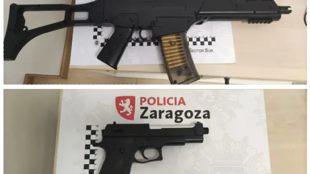 Armas intervenidas por la Policía Local de Zaragoza en el barrio de Torrero.
