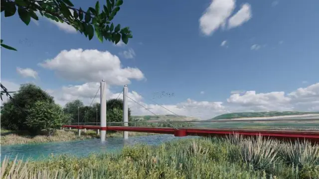 Así será la nueva pasarela sobre el río Cinca entre Zaidín y Velilla.