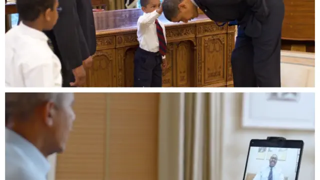 Obama y Jacob Philadelphia, en 2009 y en la actualidad