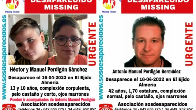 Una imagen del padre y los menores desaparecidos en Almería.