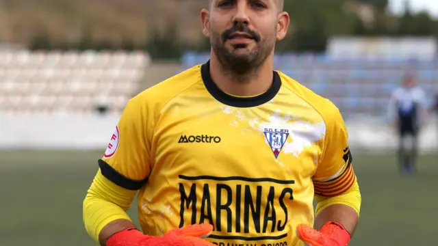 Rafa Santos, durante un partido esta última temporada con la SD Ejea.