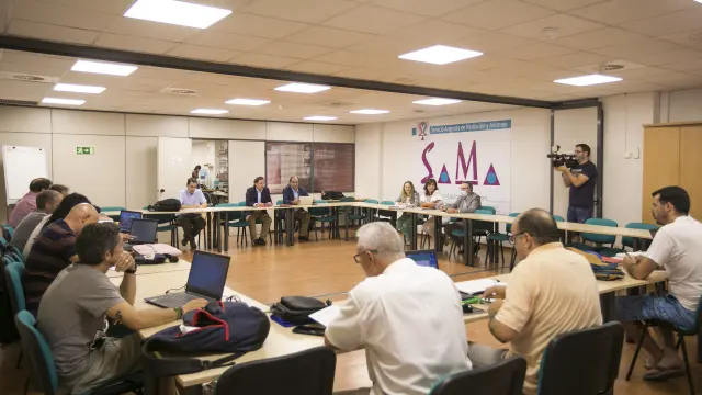 Reunión de la empresa Avanza y el comité de empresa, este martes en el SAMA.