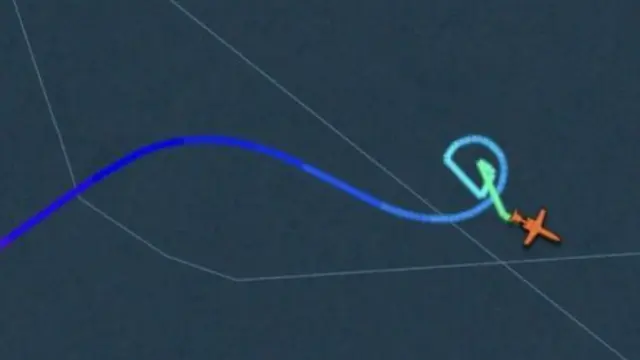 Imagen del radar que muestra el vuelo errático de la aeronave antes de caer