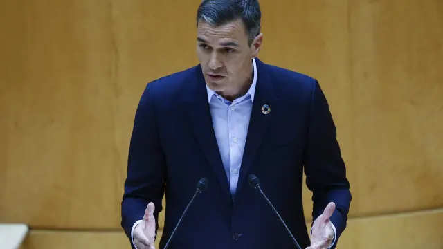 Pedro Sánchez durante el debate, este martes en el Senado.
