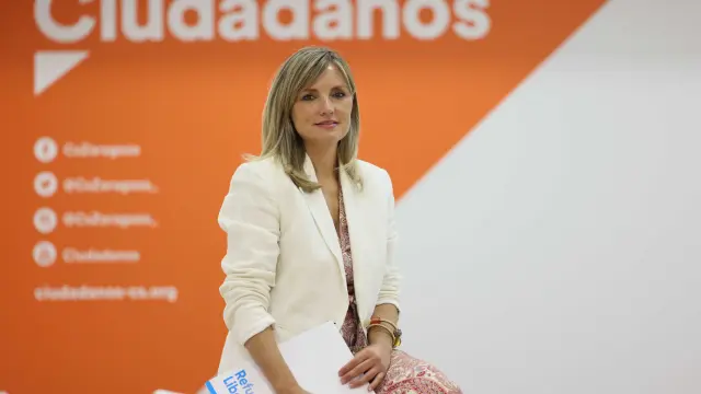 Patricia Guasp, este viernes, en la sede del partido en Zaragoza.
