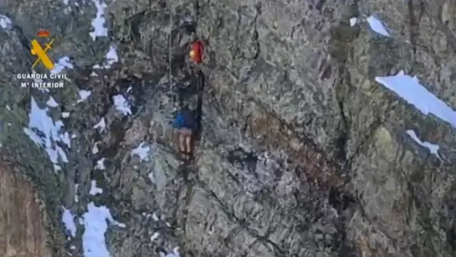 Los dos montañeros enriscados en la Gran Facha de Panticosa