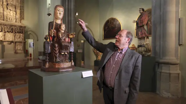 José María Nasarre, en el Museo Diocesano de Huesca, que ha dirigido 18 años.