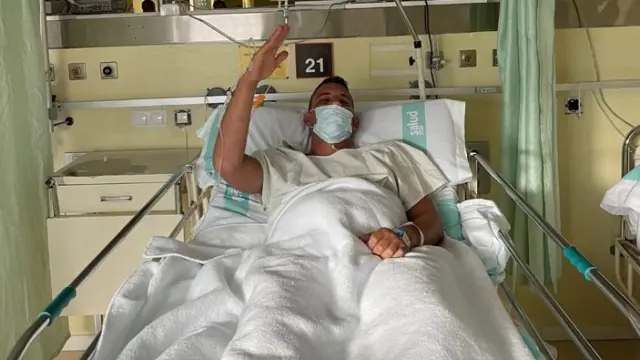 Dani Plata, en el hospital.