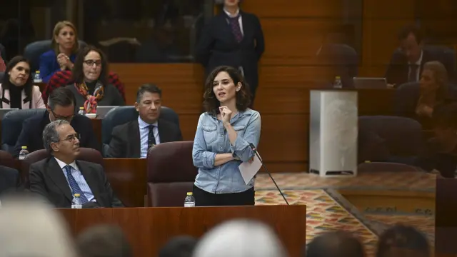 Isabel Díaz Ayuso este jueves en la Asamblea de Madrid