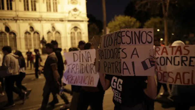 Protestas en el centro de Lima