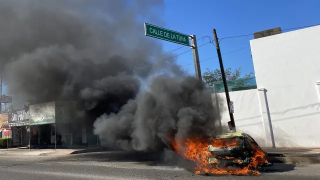 Incendios en México tras el arresto del hijo del 'Chapo'.