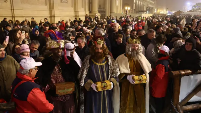 Los Reyes Magos, en la plaza del Pilar de Zaragoza