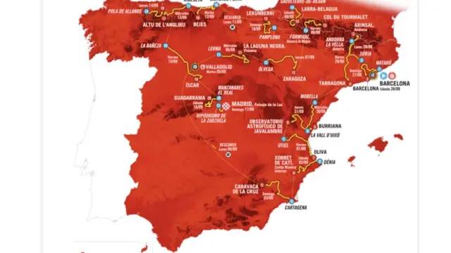 Mapa de la Vuelta Ciclista a España 2023