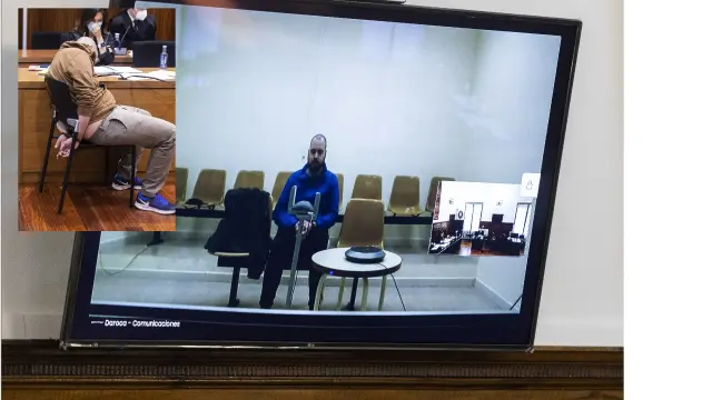El acusado asistió este miércoles a la vista en el TSJA a través de videoconferencia desde la cárcel de Daroca, pero el primer día del juicio se durmió.