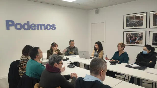 Reunión de Podemos Aragón, este sábado.