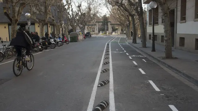 Nuevo carril bici de la calle del Parque de Huesca.