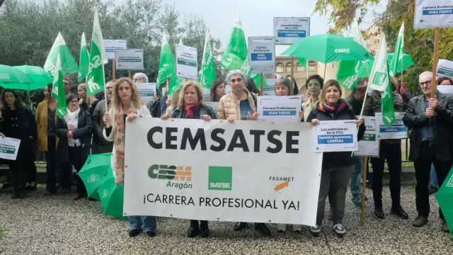 Concentración de Cemsatse ante las Cortes de Aragón el pasado mes de noviembre.