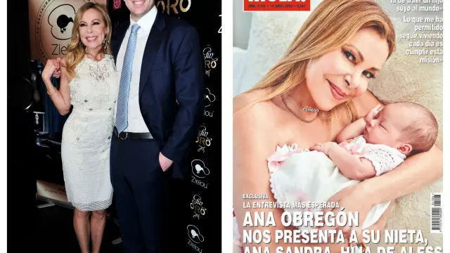 A la izquierda, Ana Obregón con su hijo Aless. A la derecha, la portada del 'Hola' donde ha dado la noticia.