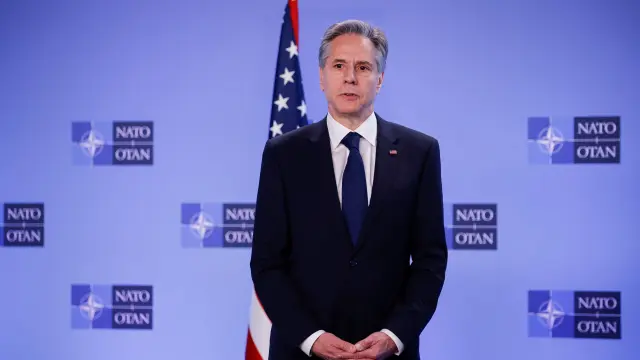El secretario de Estado de Estados Unidos, Anthony Blinken, este martes en la sede de la OTAN.