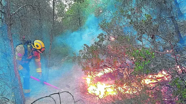 Un bombero trabajando en las tareas de extinción.
