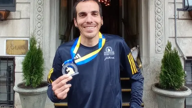 Alfonso Sanz, aragonés en el Maratón de Bostón.