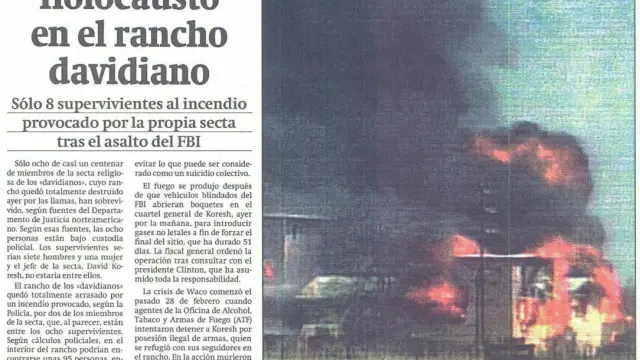 Detalle de la portada de HERALDO de 20 de abril de 1993 donde se cuenta el fatal desenlace