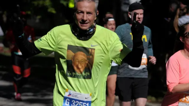 Juan Pablo Pardos en la maratón de Chicago.