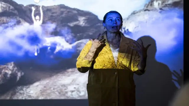 Mapi Rivera, este jueves 18 de mayo, en la inauguración de su exposición.