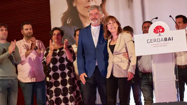Uxue Barkos y Koldo Martínez, candidatos a la Presidencia del Gobierno de Navarra y a la Alcaldía de Pamplona por Geroa Bai.