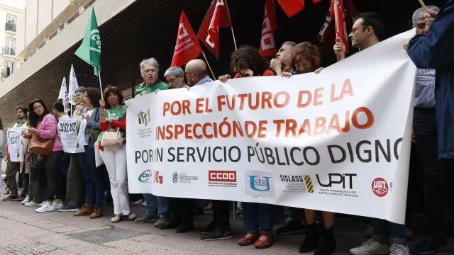 Protesta en Madrid de trabajadores y delegados sindicales de la Inspección de Trabajo el pasado 25 de mayo en Madrid.
