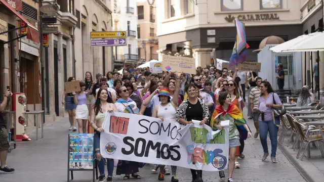 La manifestación en defensa de los derechos LGTBI ha recorrido el centro de Teruel.