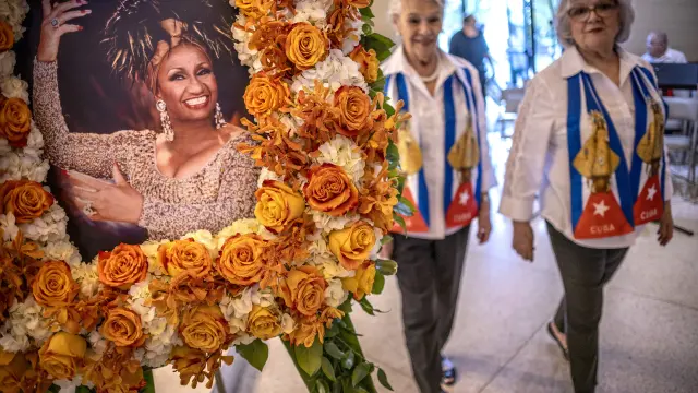 Miami (United States), 14/07/2023.- A photo of the Cuban singer Celia Cruz is displayed inside the National Shrine of Our Lady of Charity as part of the 20th anniversary commemoration of her death, in Miami, Florida, USA, 14 July 2023. EFE/EPA/CRISTOBAL HERRERA-ULASHKEVICH