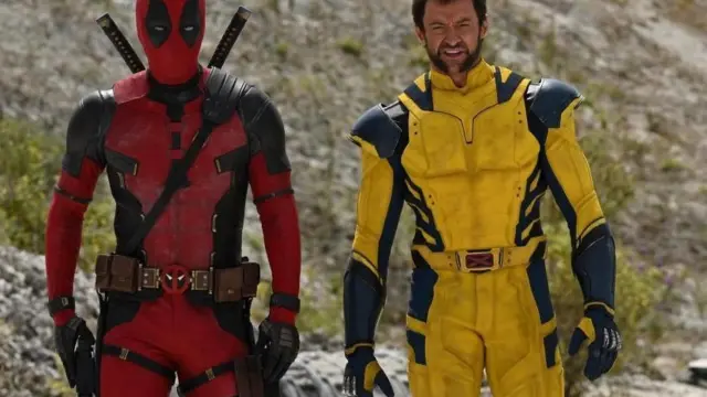 Ryan Reynolds y Hugh Jackman en el rodaje de Deadpool 3.
