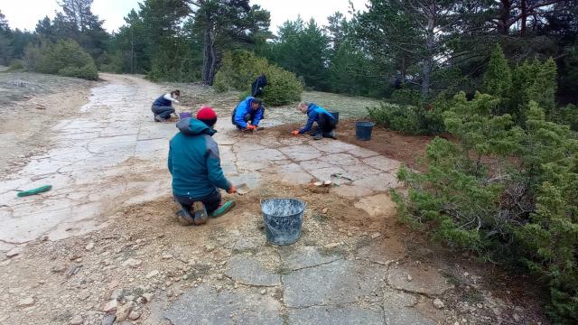 Trabajos de restauración y conservación que está llevando a cabo el equipo multidisciplinar de la Fundación Dinópolis.
