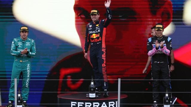 Podio del Gran Premio de los Países Bajos: Max Verstappen, Fernando Alonso y Pierre Gasly