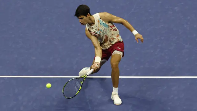 Carlos Alcaraz, en la semifinal que perdió contra Medvedev.